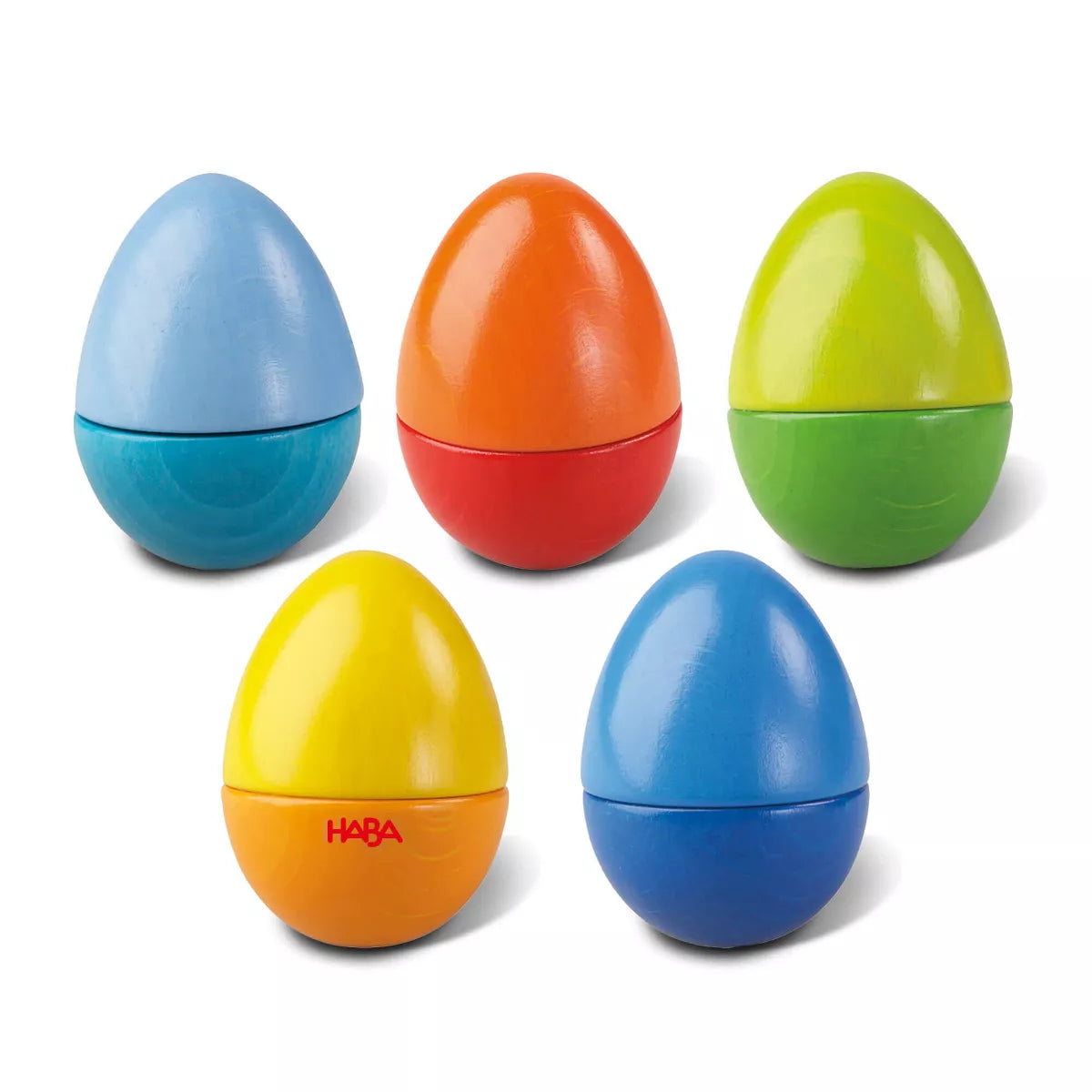 HABA Fun with Sounds Wooden Eggs - Five Acoustic Sounds, German-Made Musical Instruments for Toddlers, Montessori Sensory Toys for Ages 2 and Up