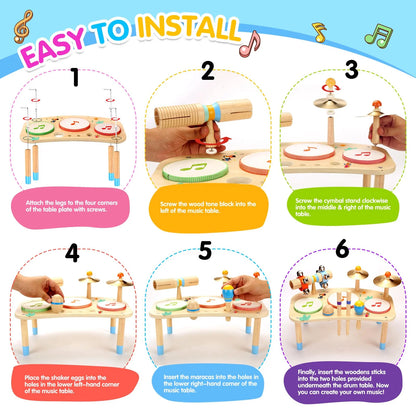 Kids Drum Set,Musical Instruments for Toddlers Montessori Learning Preschool Toys for Boys Girls Birthday