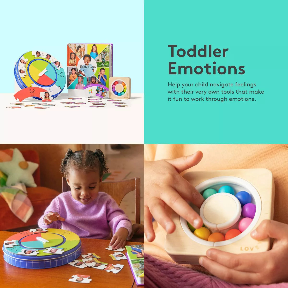 Toddler Emotions Play Collection Mini Kit 18M+, 3 Pieces - Wood, Sensory Development