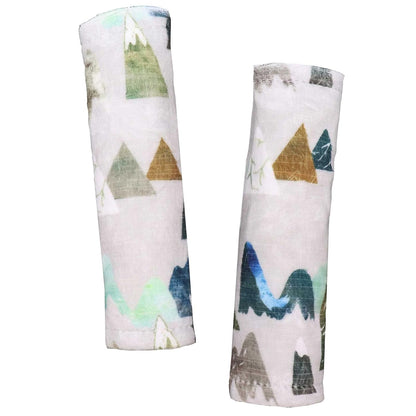 Baby Car Seat Belt Covers - Adventure Mountain Shoulder Pads for Children, Fleece Protectors for Car Seats, Pushchairs, and Strollers, Suitable for Newborns, Infants, and Toddlers