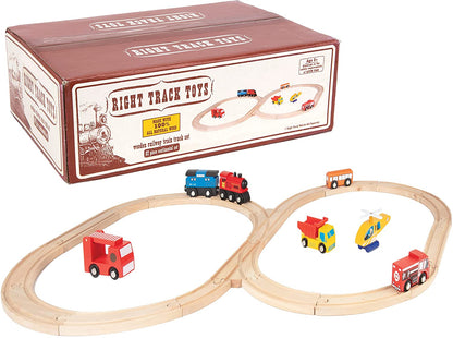 Wooden Train Track 52 Piece Set-18 Feet of Track Expansion - 5 Distinct Pieces - 100% Compatible with All Major Brands Including Thomas Wooden Railway System: Screen Free Christmas Gift for Toddlers