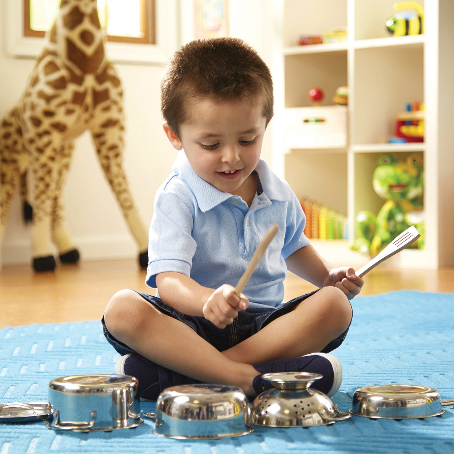 Stainless Steel Pots & Pans, 8-Piece Play Kitchen Set Includes Accessories & Cooking Utensils for Preschool Kids 3+