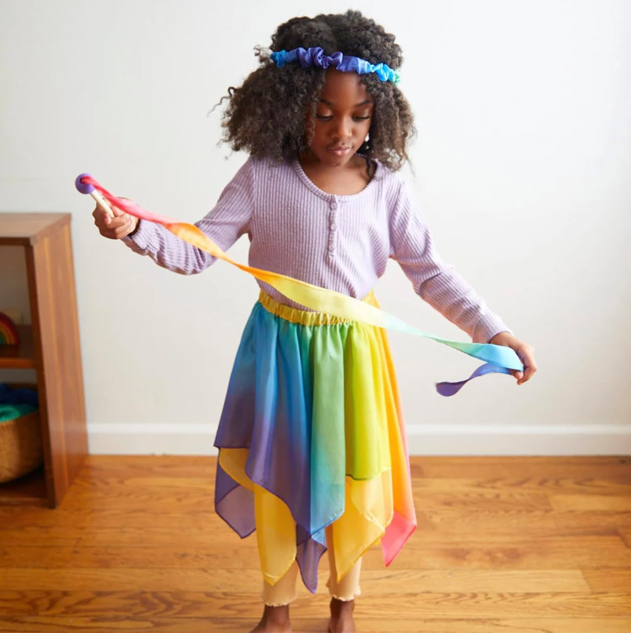 Sarah's Silk Mini Streamer - Ribbon Wand for Kids, Pretend Play, Dance, Baton Stick Twirling, and Gymnastics Party Favors | 100% Silk and Wood Montessori and Waldorf Toys