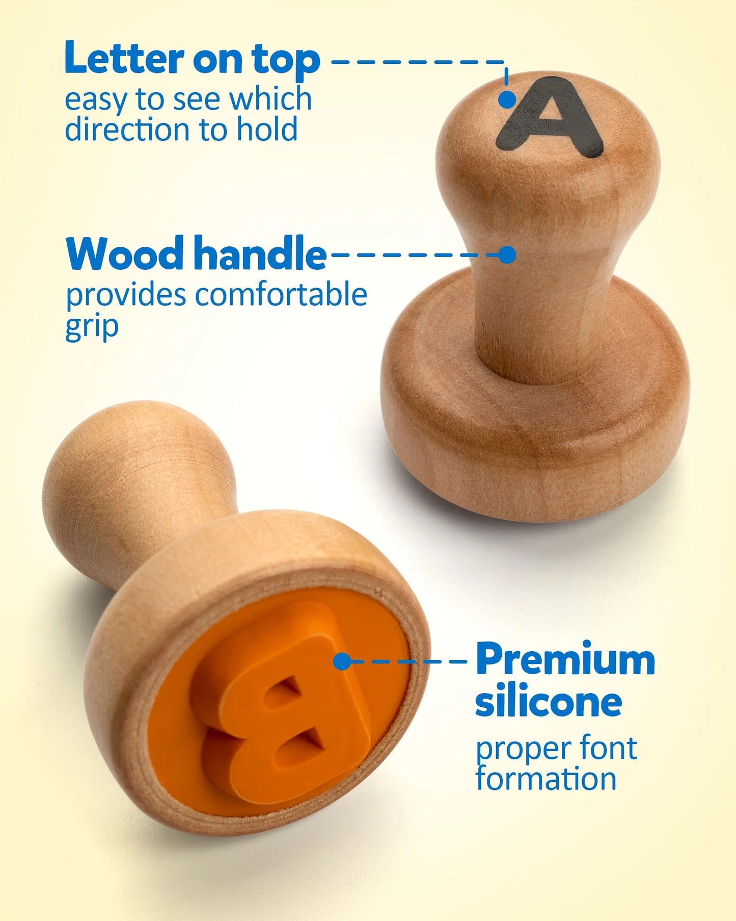Wooden Alphabet and Number Stamps - Montessori Educational Tool for Early Childhood Development