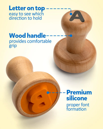 Wooden Alphabet and Number Stamps - Montessori Educational Tool for Early Childhood Development