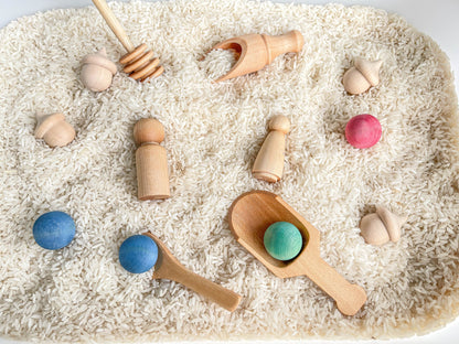 Deluxe Sensory Bin Tool Set - Small Wooden Montessori Sensory Tools