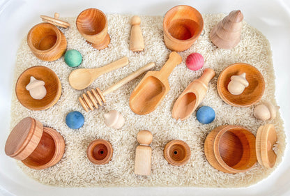 Deluxe Sensory Bin Tool Set - Small Wooden Montessori Sensory Tools