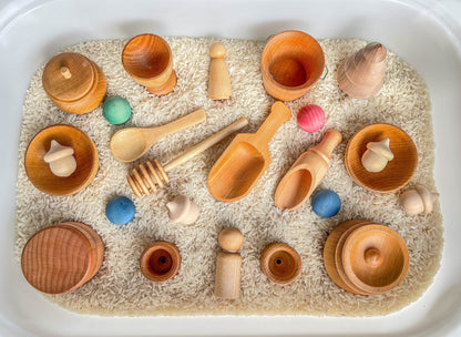 Deluxe Sensory Bin Tool Set - Small Wooden Montessori Sensory Tools